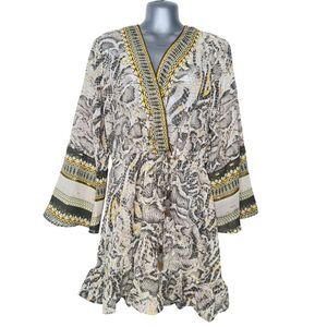 river island cream sequin dress River Island Cream Sequin Wrap Fringed Dress